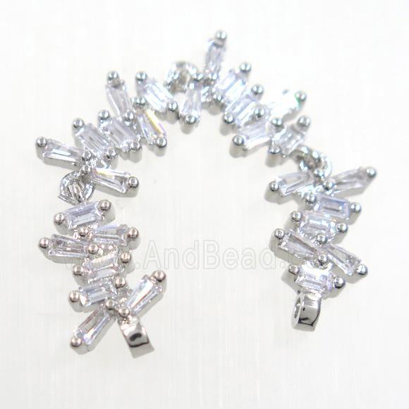 copper connector paved zircon, platinum plated