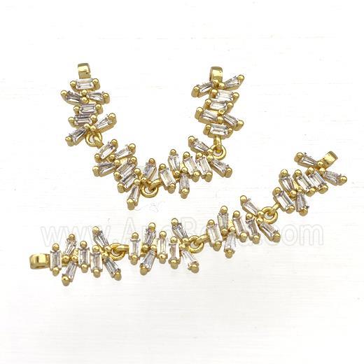 copper connector paved zircon, gold plated