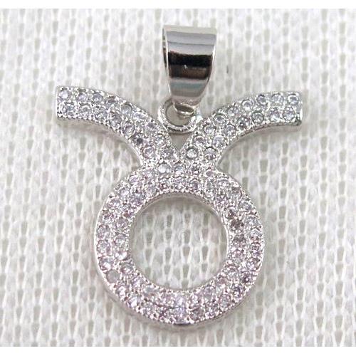 copper pendant pave zircon, platinum plated