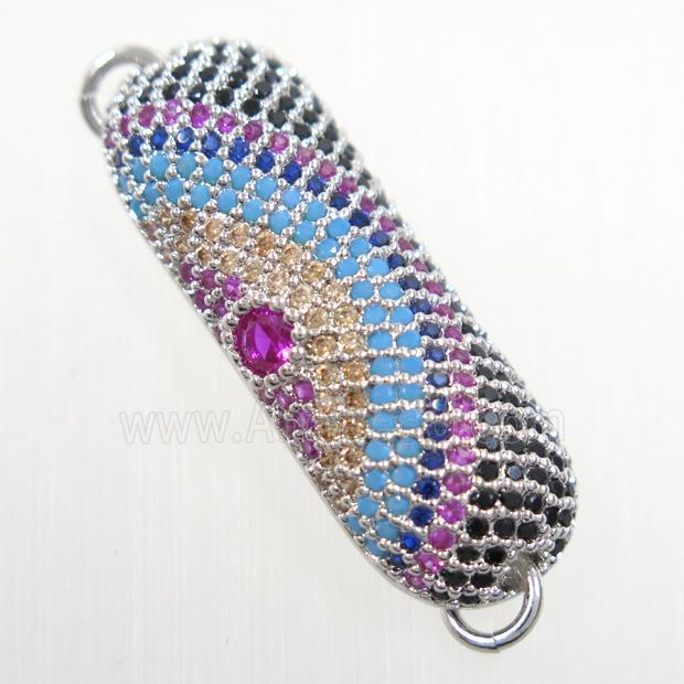 copper connector paved zircon, platinum plated