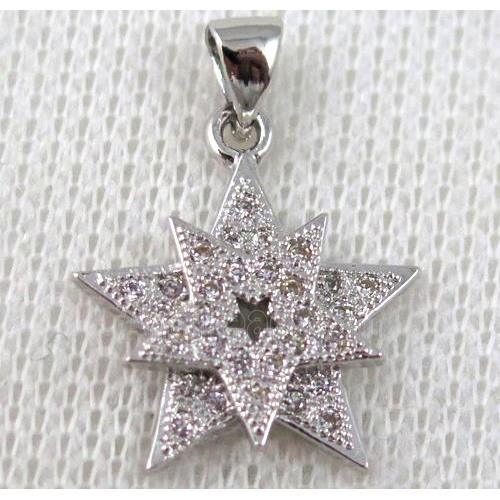 copper pendant pave zircon, platinum plated