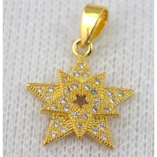 copper pendant pave zircon, gold plated