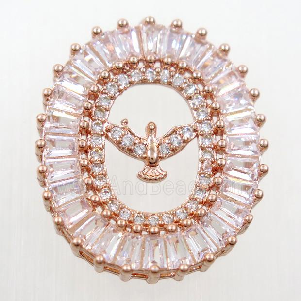 copper Hawk pendants paved zircon, rose gold