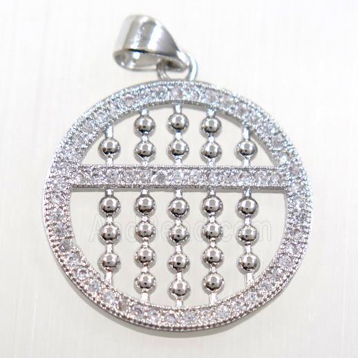 copper Susanpan pendant paved zircon, platinum plated