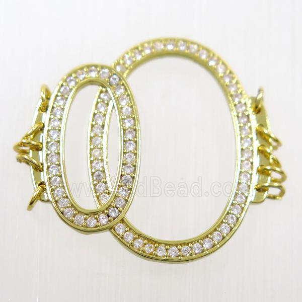 copper linker paved zircon, gold plated