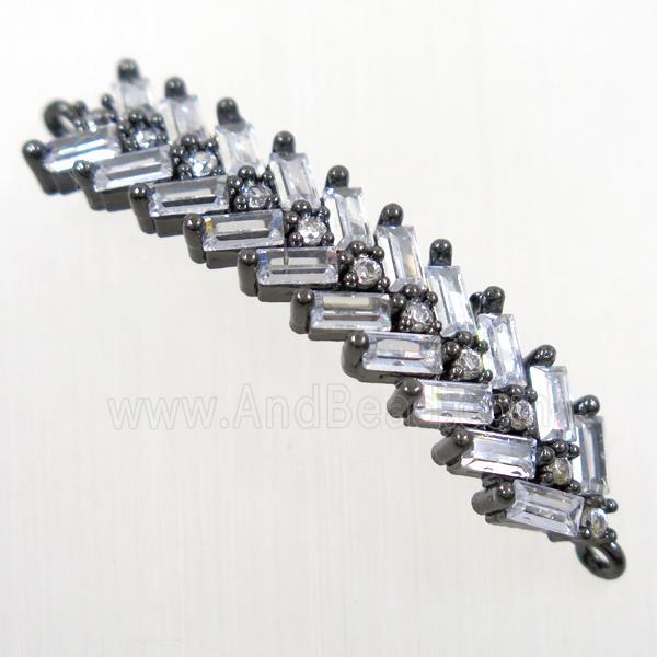 copper Fishbone connector paved zircon, black plated