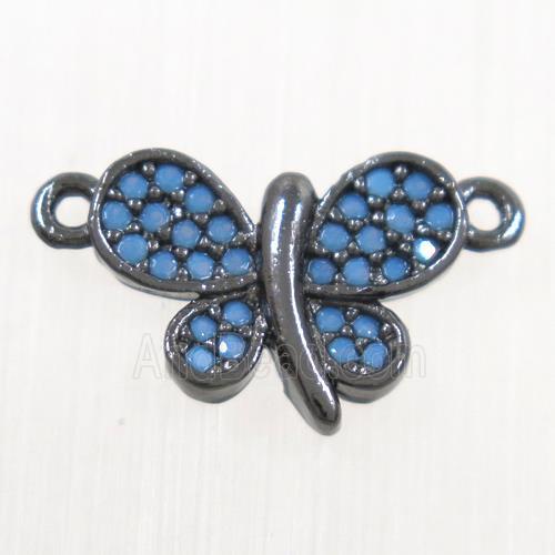 copper Butterfly connector paved zircon, black plated
