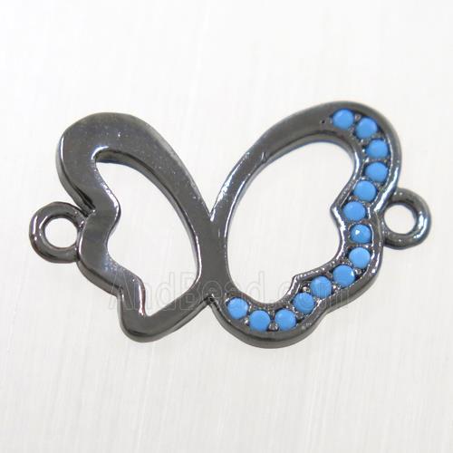 copper Butterfly connector paved zircon, black plated