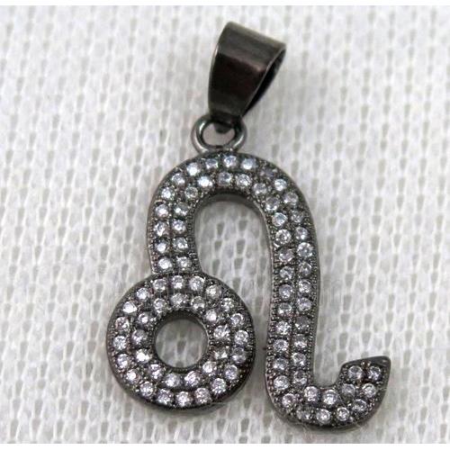 copper pendant pave zircon, black plated