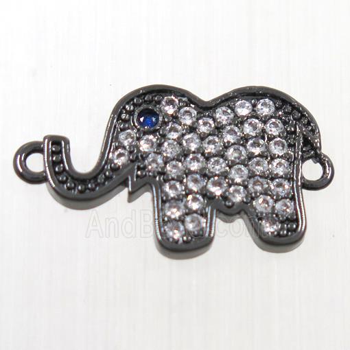copper Elephant connector paved zircon, black plated