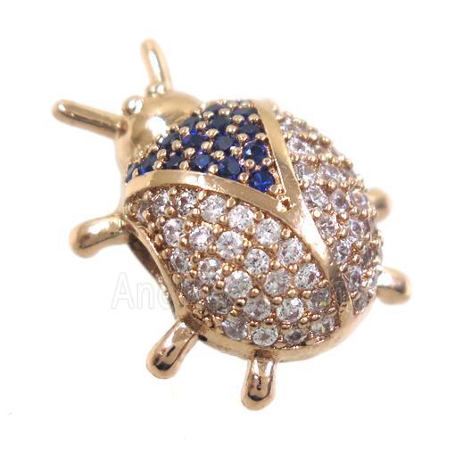 copper Beetle beads paved zircon, rose gold