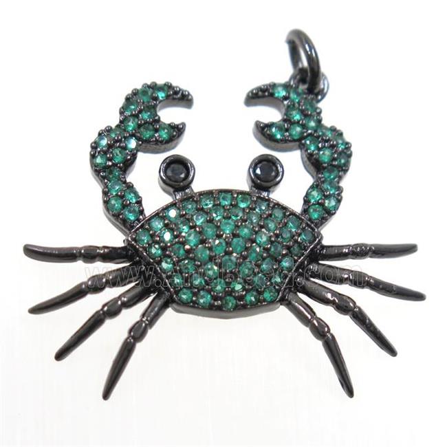 copper Cancer pendant paved zircon, black plated