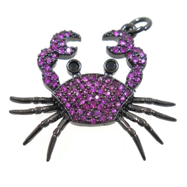 copper Cancer pendant paved zircon, black plated