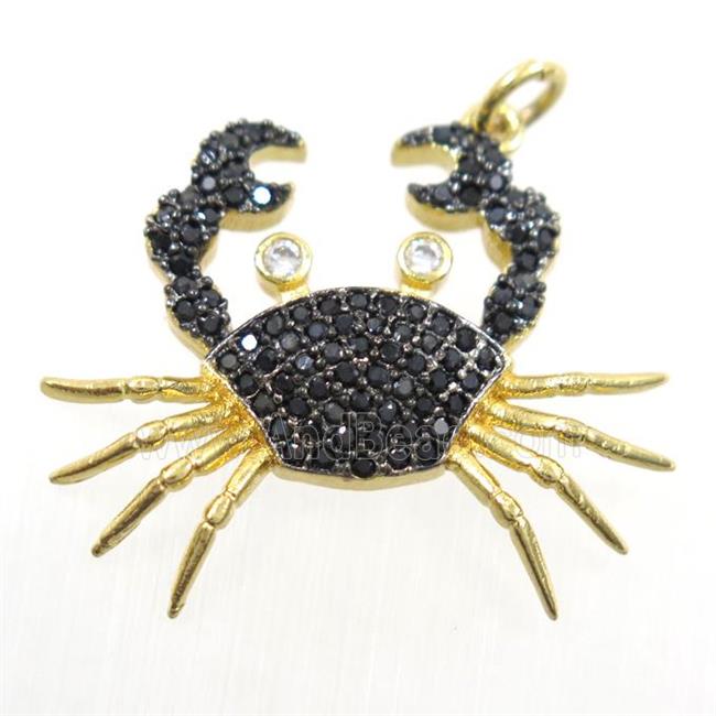 copper Cancer pendant paved zircon, gold plated