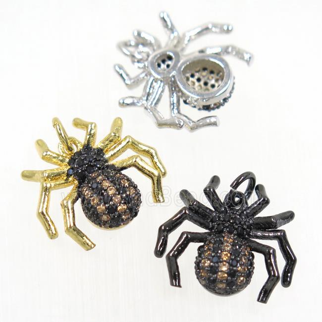 copper Spider pendant paved zircon, mix color
