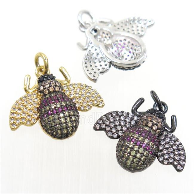copper Honeybee pendant paved zircon, mix color