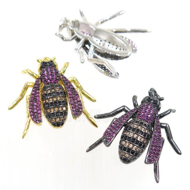 copper Honeybee pendant paved zircon, mix color
