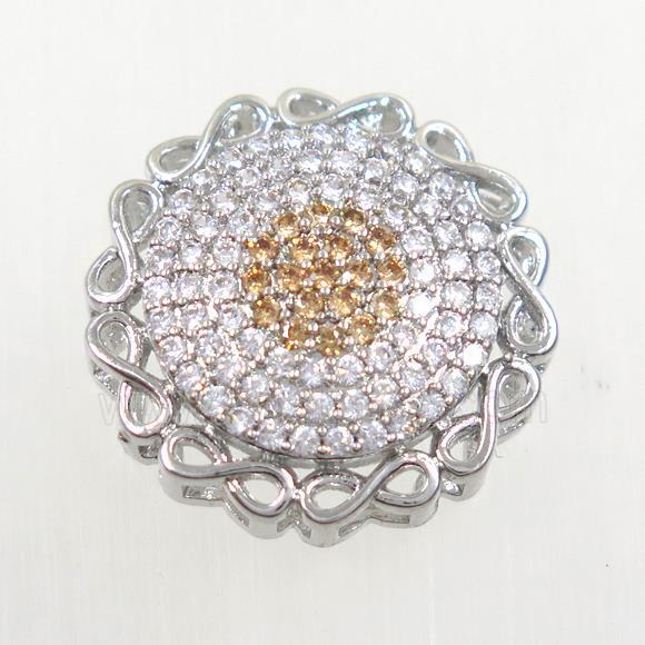 copper bead paved zircon, circle, platinum