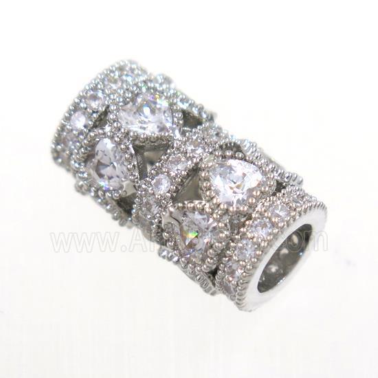 copper bead paved zircon, tube, platinum