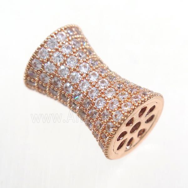 Copper Bamboo Beads Pave Zircon Rose Gold