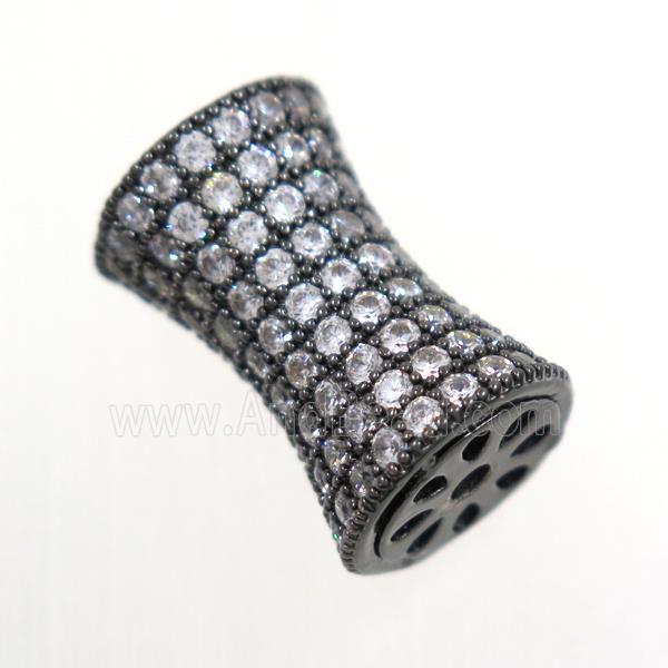 Copper Bamboo Beads Pave Zircon Black Plated