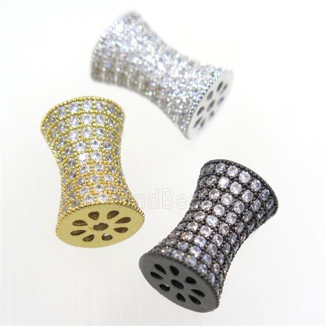 Copper Bamboo Beads Pave Zircon Mixed