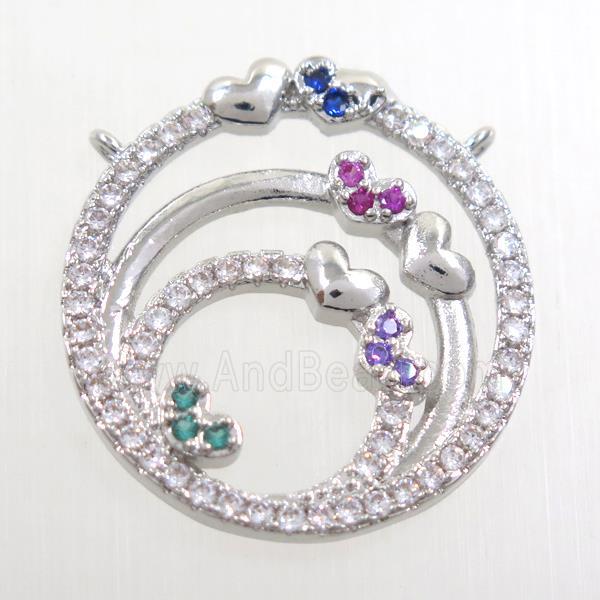 copper pendants paved zircon with 2loops, platinum plated