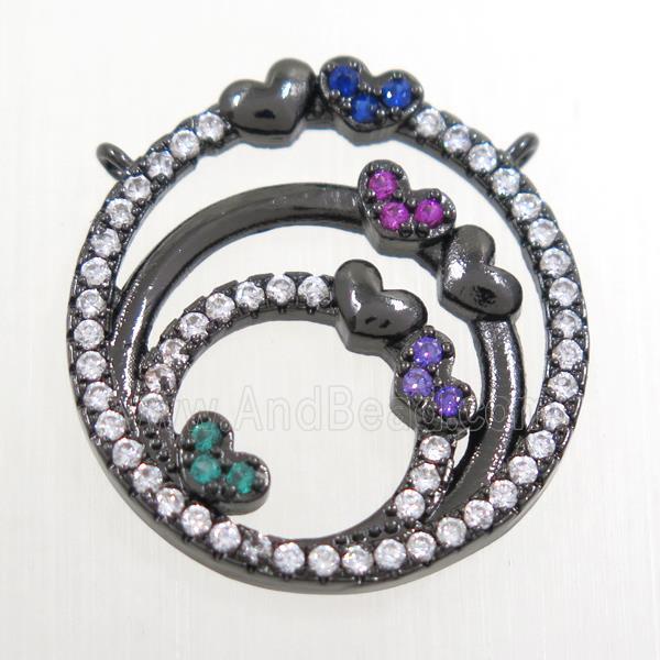 copper pendants paved zircon with 2loops, black plated