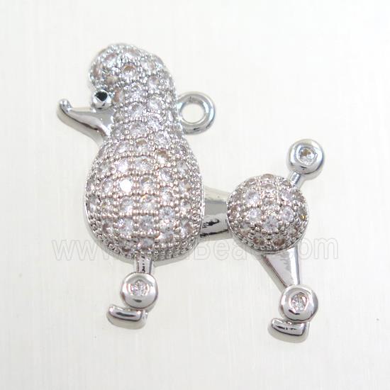 copper pendants paved zircon, dog, platinum