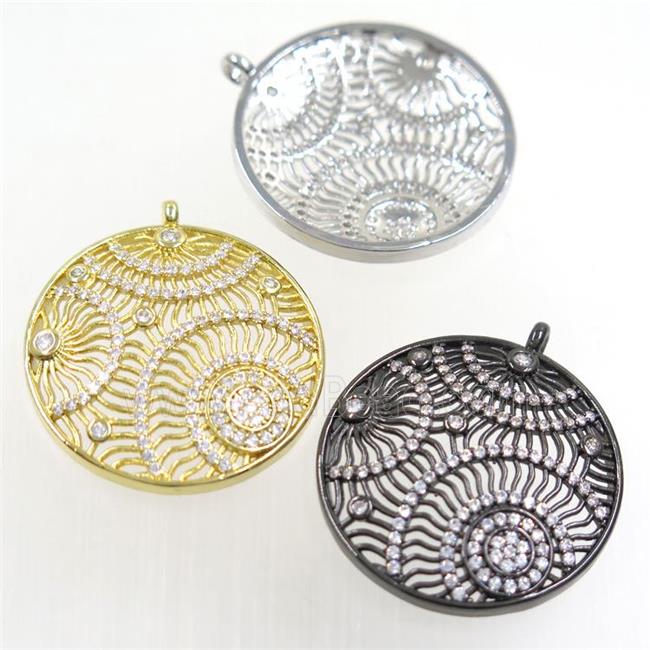 copper pendants paved zircon, circle, mix color
