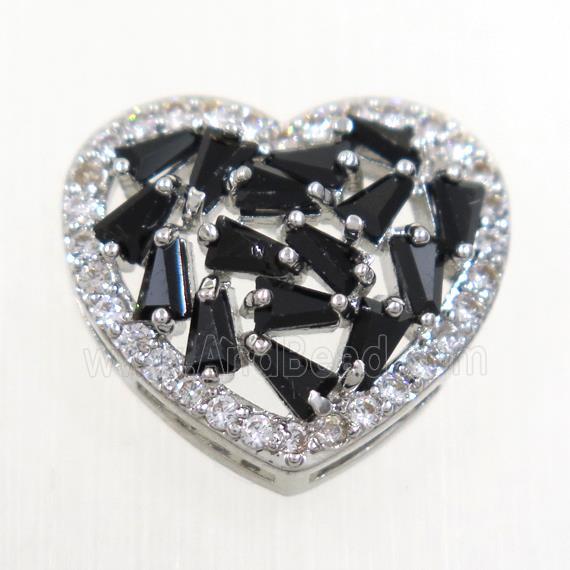copper bead paved zircon, heart, platinum