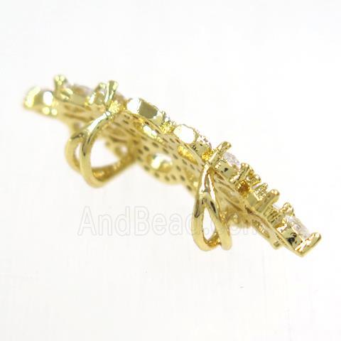 copper bead paved zircon, gold plated