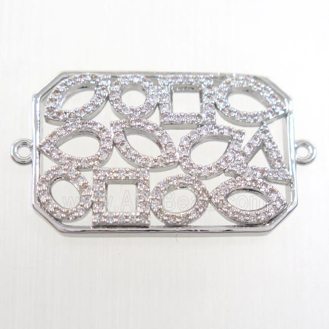copper connector paved zircon, platinum