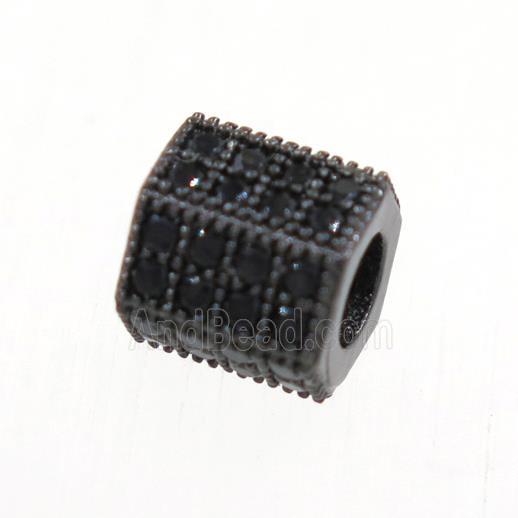 copper tube beads paved zircon, black plated
