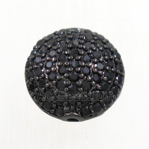 copper button beads paved zircon, black plated