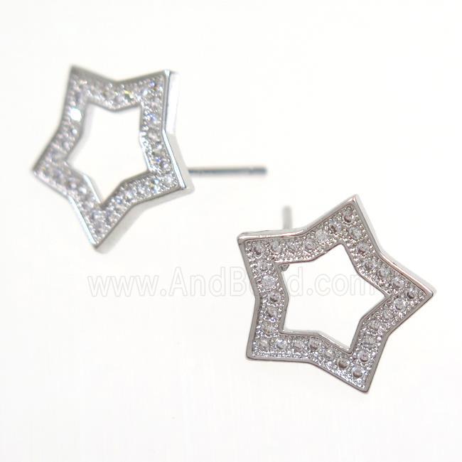 copper earring studs paved zircon