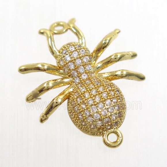 copper Ant connector paved zircon, gold plated