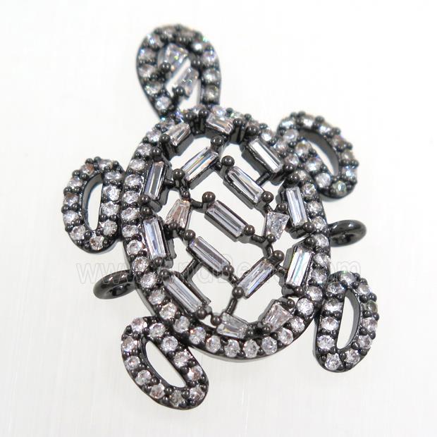 copper turtle connector paved zircon, black plated