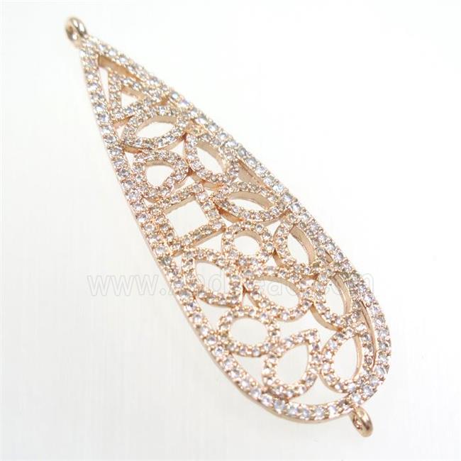 copper leaf connector paved zircon, rose gold
