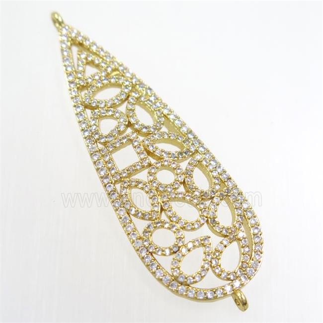 copper leaf connector paved zircon, gold plated
