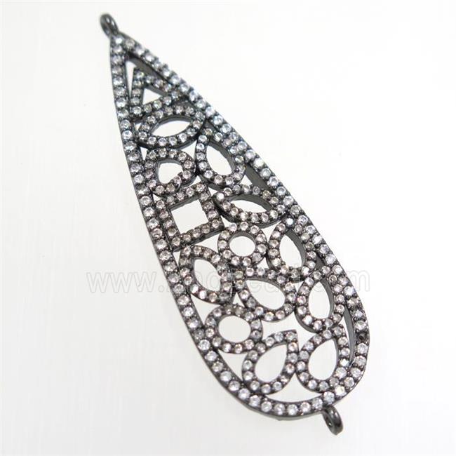 copper leaf connector paved zircon, black plated