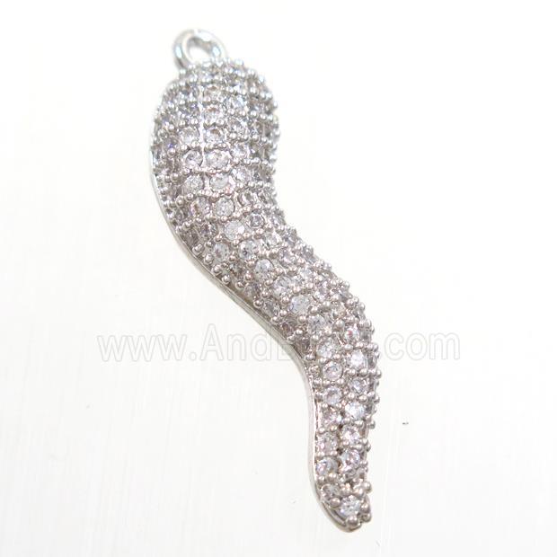 copper capsicum pendant paved zircon, platinum plated
