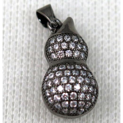copper pendant pave zircon, black plated