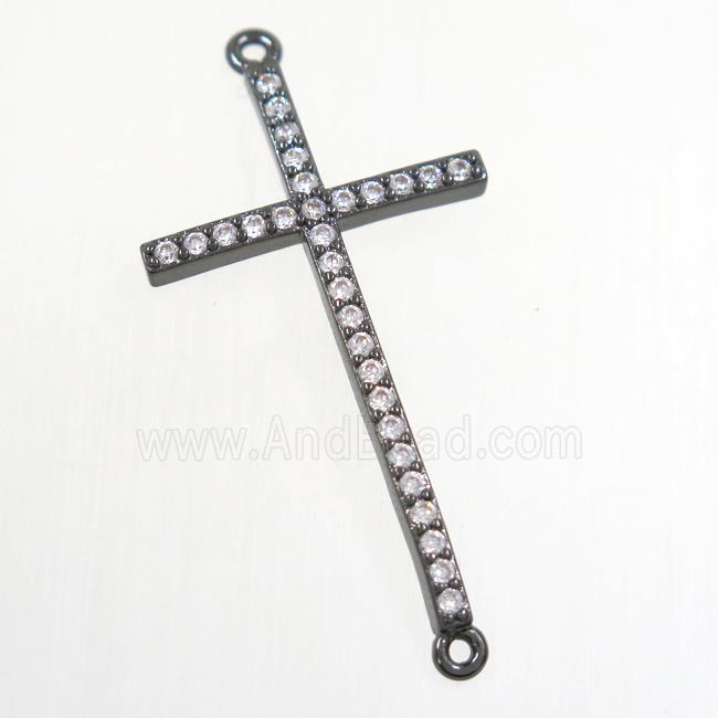 copper cross connector paved zircon, black plated