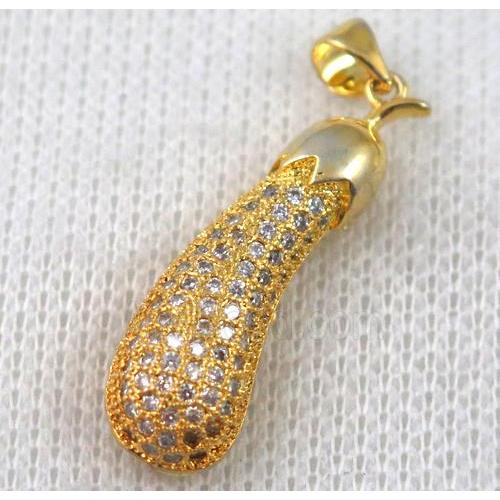 copper pendant pave zircon, gold plated
