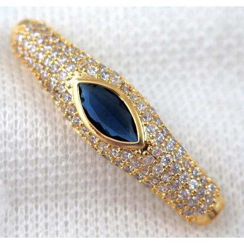 copper bracelet bar pave zircon, gold plated