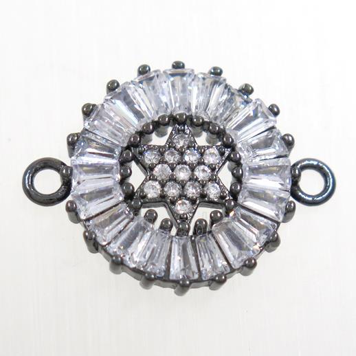 copper circle connector paved zircon, black plated