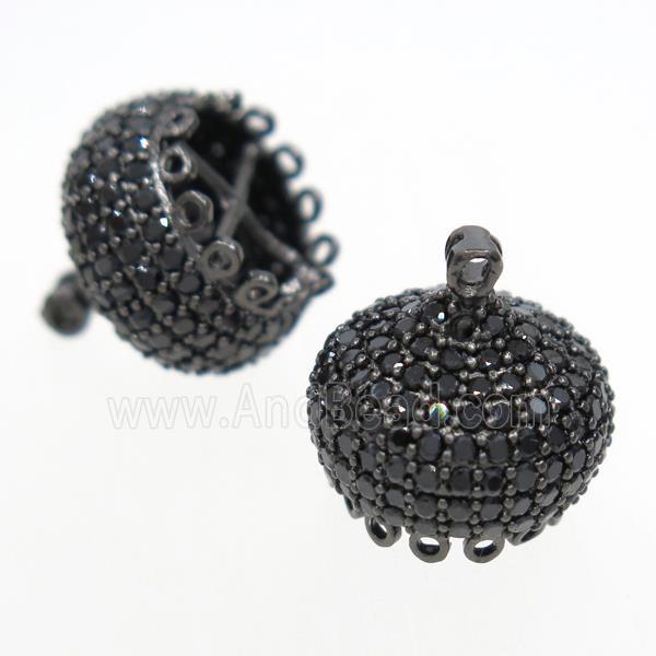 copper tassel bail paved zircon, black plated