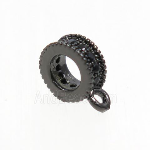 copper hanger bail paved zircon, black plated