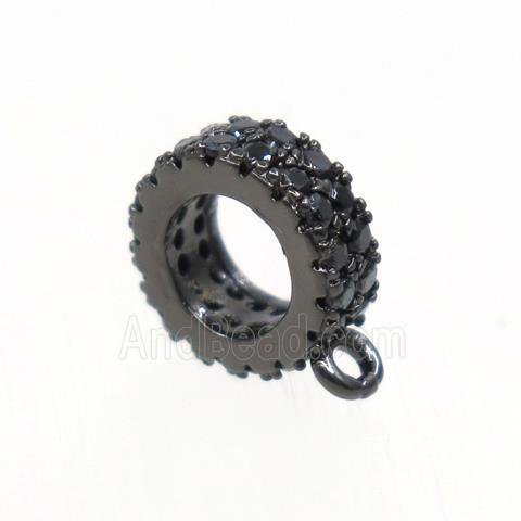 copper hanger bail paved zircon, black plated